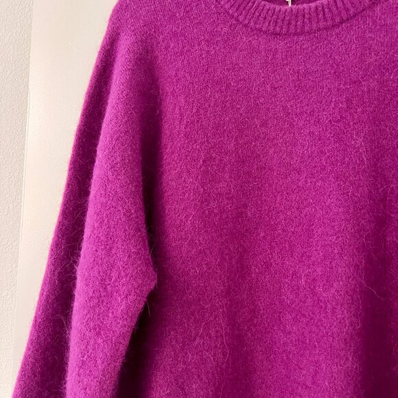 Arket Magenta Alpaca Wool Crew Neck Sweater, NEW - Picture 2 of 5